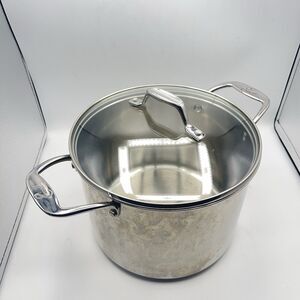 Emeril 6Qt Stainless Steel Copper Core Stock Pot with Glass Lid Double Handles